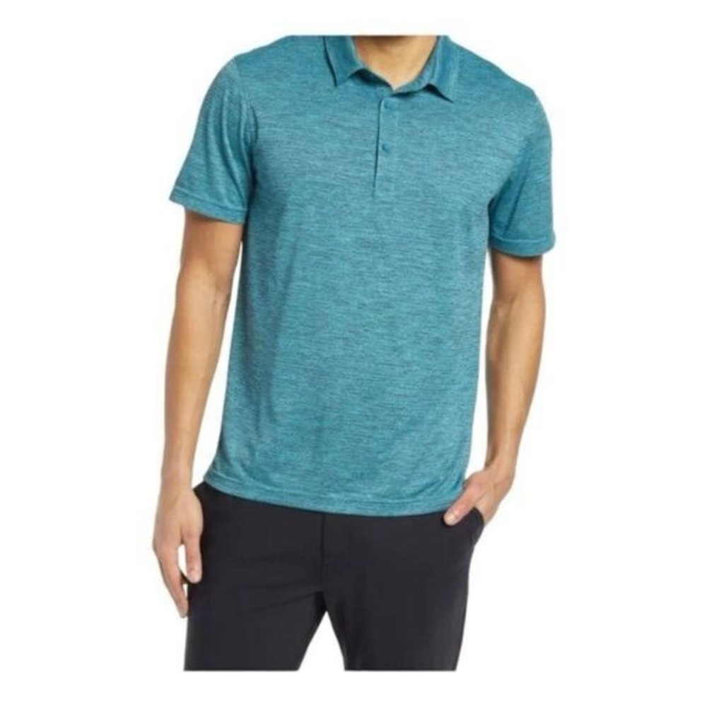 Zella mens Green Driver Performance Golf Polo Marled Teal Porcelain Melange US M